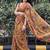 Mustard floral chiffon saree with blouse piece