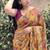 Mustard floral chiffon saree with blouse piece
