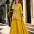Yellow silk blend readymade suit with mirror & sequence work