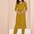Mustard hand work straight kurta set