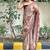 Brown floral printed georgette saree with blouse piece