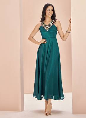 Stunning teal green hand work gown 5