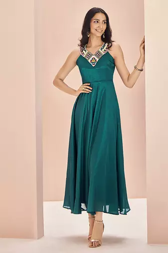 Stunning teal green hand work gown