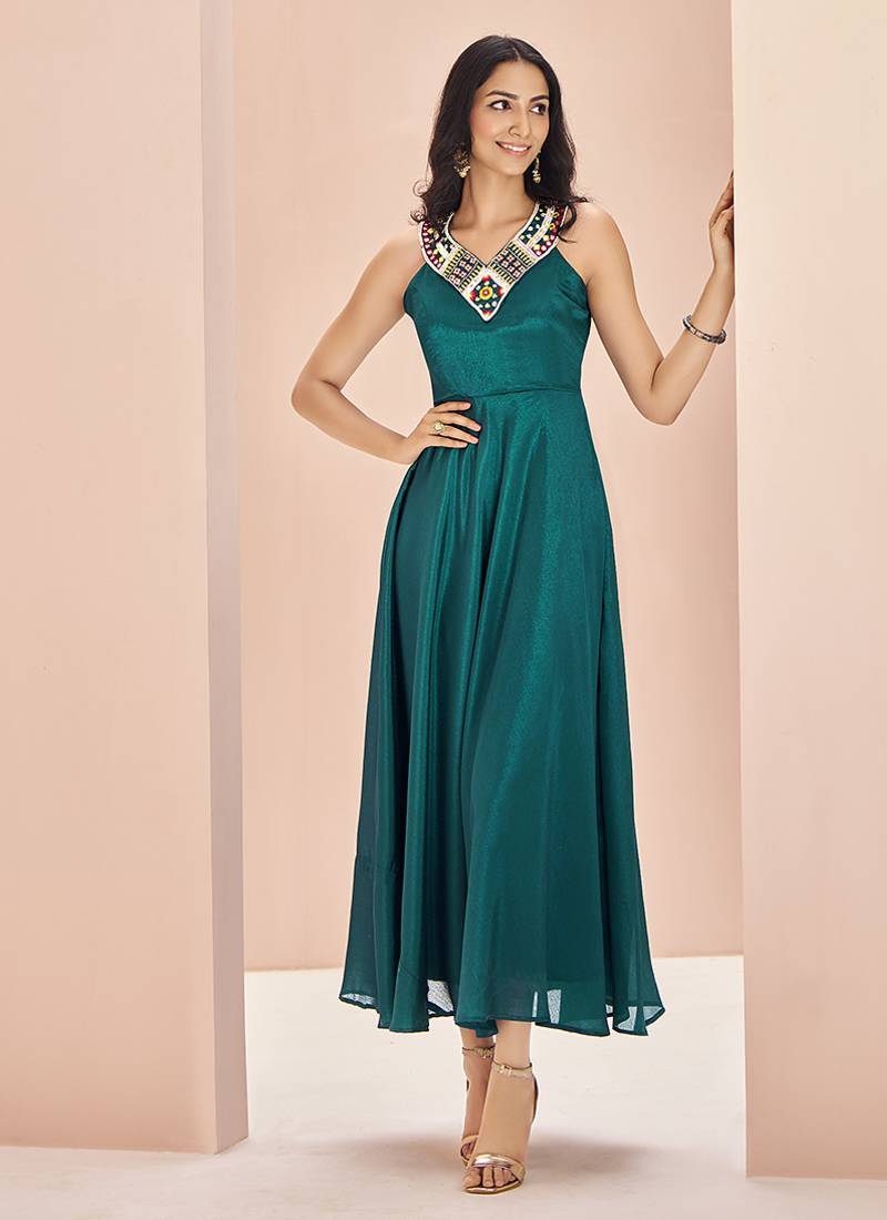 Stunning teal green hand work gown