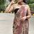 Brown floral printed georgette saree with blouse piece