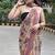 Brown floral printed georgette saree with blouse piece