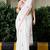 White patchwork mul cotton saree with blouse piece