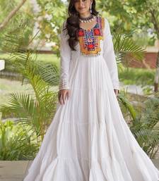women rayon anarkali gown with kutchi gamthi embroidery & mirror work - full stitched free size