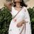 White patchwork mul cotton saree with blouse piece
