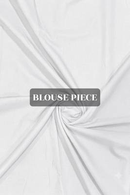 White patchwork mul cotton saree with blouse piece 5