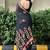 Black patchwork mul cotton saree with blouse piece
