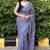 Blue handwoven cotton saree with blouse piece