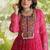 women georgette anarkali gown with bandhani print & kutchi patchwork - full stitched free size