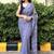 Blue handwoven cotton saree with blouse piece