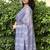 Blue handwoven cotton saree with blouse piece