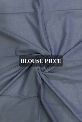 Blue handwoven cotton saree with blouse piece 5