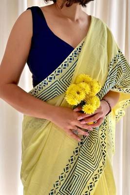 Block printed mul cotton saree 4