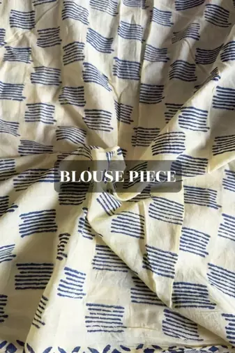 Block printed mul cotton saree