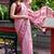 Pink striped hand block printed mulmul cotton saree