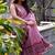 Pink striped hand block printed mulmul cotton saree