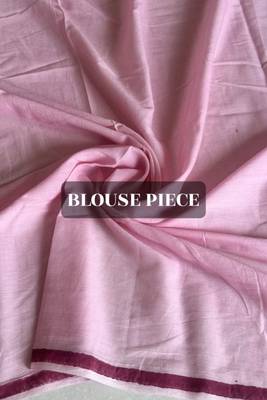 Pink striped hand block printed mulmul cotton saree 5