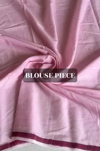 Pink striped hand block printed mulmul cotton saree