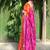  cotton ikkat weave orange and pink saree with blouse piece