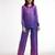 Purple gradient button-down pants set