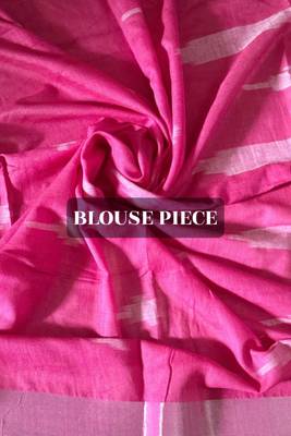  cotton ikkat weave orange and pink saree with blouse piece 5