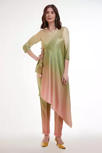 Pastel ombre asymmetrical kurta set