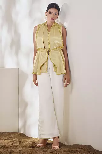 Elegant lace work beige top