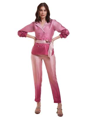 Pink gradient belted jacket set 5