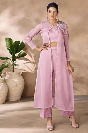 Pastel pink organza co-ord set