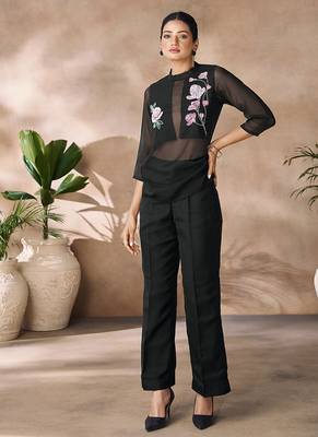 Black organza handwork co-ord set 5