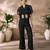 Chic black handworked top trousers set