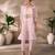 Elegant pink organza co-ord set with embroidered long jacket