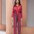 Coral pink printed co-ord set for women