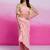 Elegant pastel pink floral embroidered co-ord set with cape