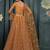 Orange Embroidered Net Thread Work Lehenga Choli - Free size