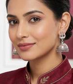 Oxidized Silver Trishul Jhumka Earrings: Indian Temple Jewelry