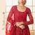Red Embroidered Net Thread Work Lehenga Choli - Free size