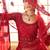Red Embroidered Net Thread Work Lehenga Choli - Free size