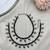Boho Black Bead Anklet Set with Silver Leaf Charms | Tribal Beaded Ankle Bracelet 