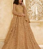 Fawn Embroidered Net Thread Work Lehenga Choli - Free size