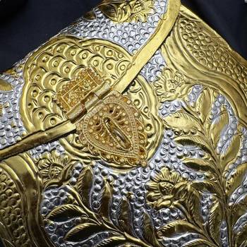 Vintage Gold & Silver Embossed Handbag, Ethnic Bridal Clutch Purse 5