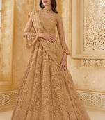 Fawn Embroidered Net Thread Work Lehenga Choli - Free size
