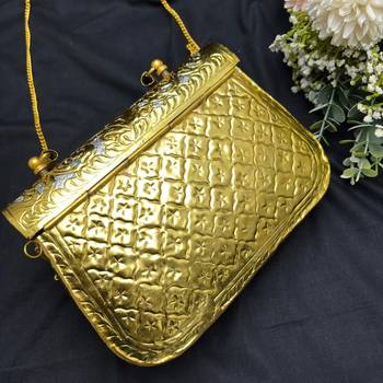 Vintage Brass Clutch Bag with Peacock Design,Ethnic Indian Metal Handbag 3