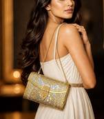 Vintage Style Dual-Tone Metal Clutch | Ornate Gold and Silver Evening Bag