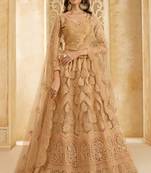 Fawn Embroidered Net Thread Work Lehenga Choli - Free size
