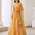 Mustard Yellow Embroidered Silk Blend Thread Work Lehenga Choli - Free size